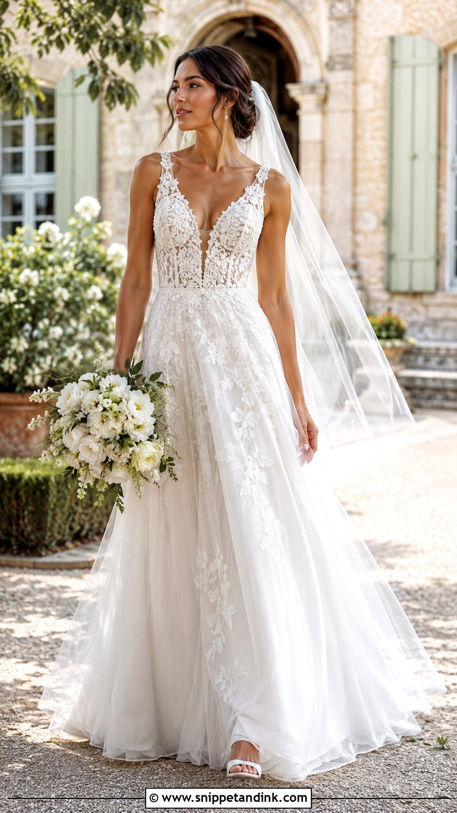 Elie Saab V Neck Wedding Dress - Snippet and Ink - 20 Ellie Saab Wedding Dresses