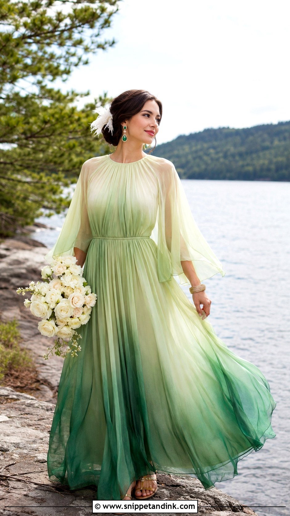 Elizabeth Taylor Green Ombre Chiffon Wedding Dress - Snippet and Ink - 20 Elizabeth Taylor Wedding Dress Ideas