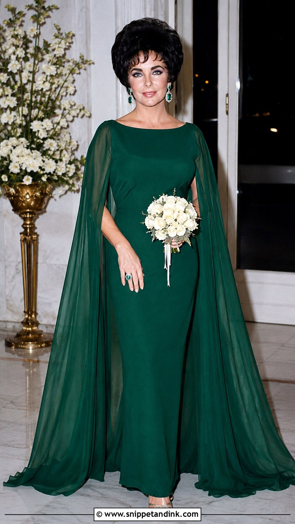 Elizabeth Taylor Jewel Tone Second Wedding Dress With Cape - Snippet and Ink - 20 Elizabeth Taylor Wedding Dress Ideas
