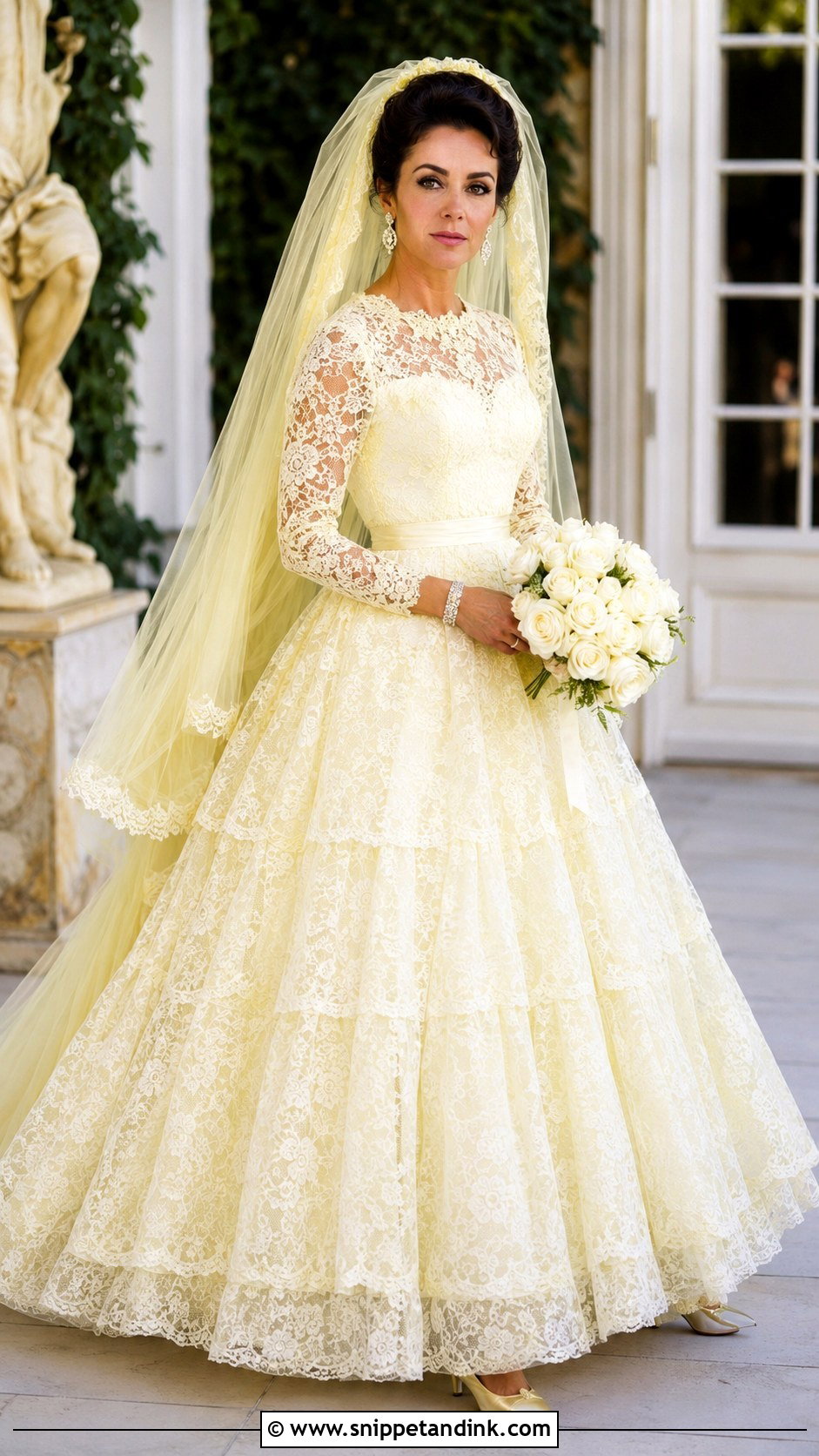 Elizabeth Taylor Lemon Lace Valentino Gown - Snippet and Ink - 20 Elizabeth Taylor Wedding Dress Ideas