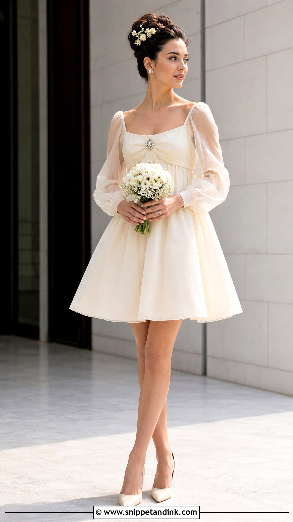 Elizabeth Taylor Marigold Mini Dress With Flower Headpiece - Snippet and Ink - 20 Elizabeth Taylor Wedding Dress Ideas