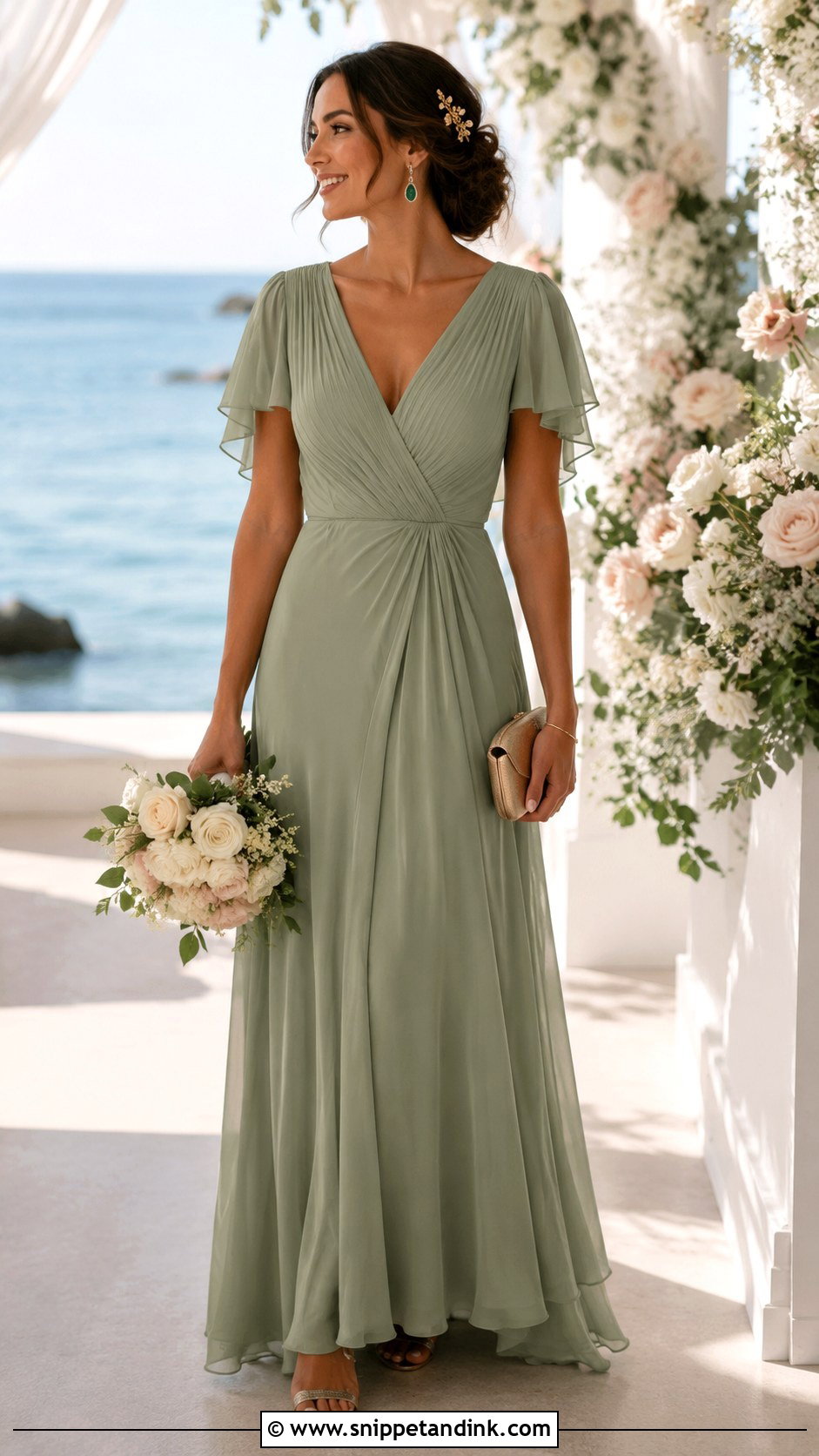 Elizabeth Taylor Sage Green Wedding Dress With Gold Sandals - Snippet and Ink - 20 Elizabeth Taylor Wedding Dress Ideas