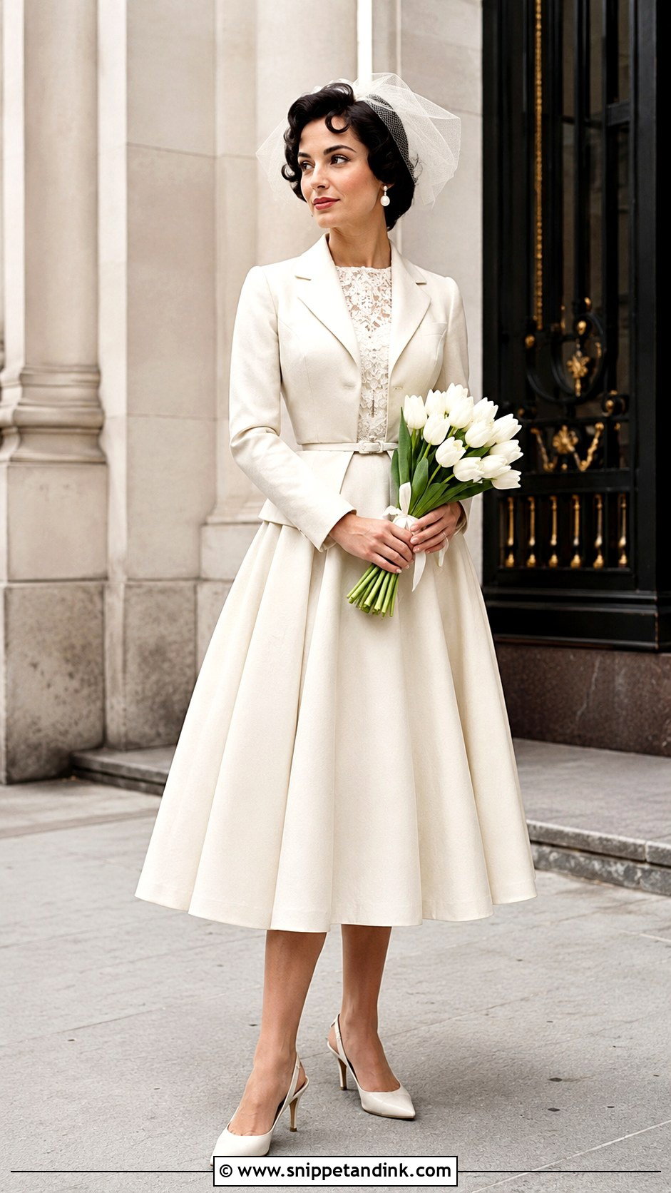 Elizabeth Taylor Tea Length Wedding Suit With Pumps - Snippet and Ink - 20 Elizabeth Taylor Wedding Dress Ideas