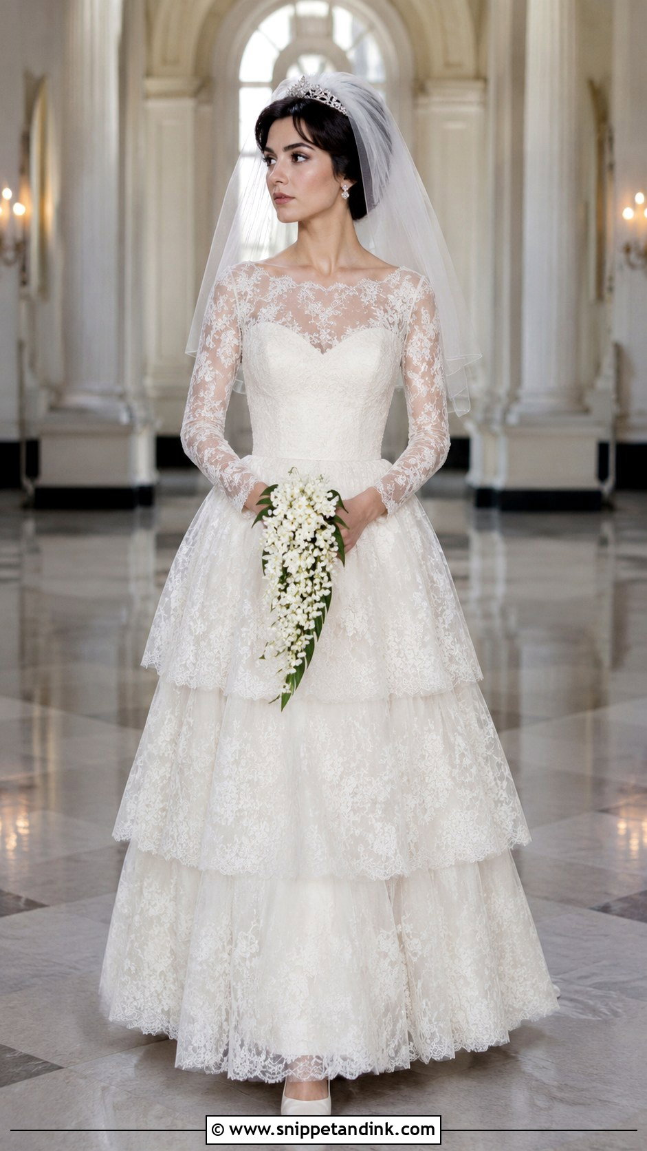 Elizabeth Taylor Tiered Lace Wedding Dress With Satin Heels - Snippet and Ink - 20 Elizabeth Taylor Wedding Dress Ideas