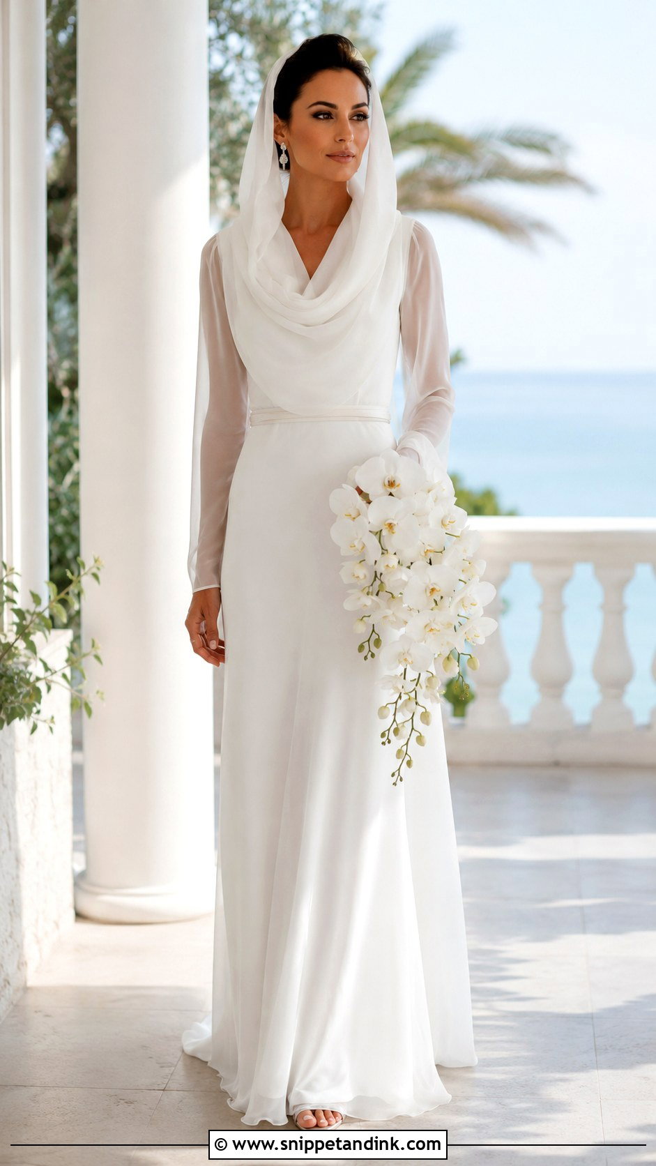 Elizabeth Taylor White Chiffon Hooded Wedding Dress - Snippet and Ink - 20 Elizabeth Taylor Wedding Dress Ideas