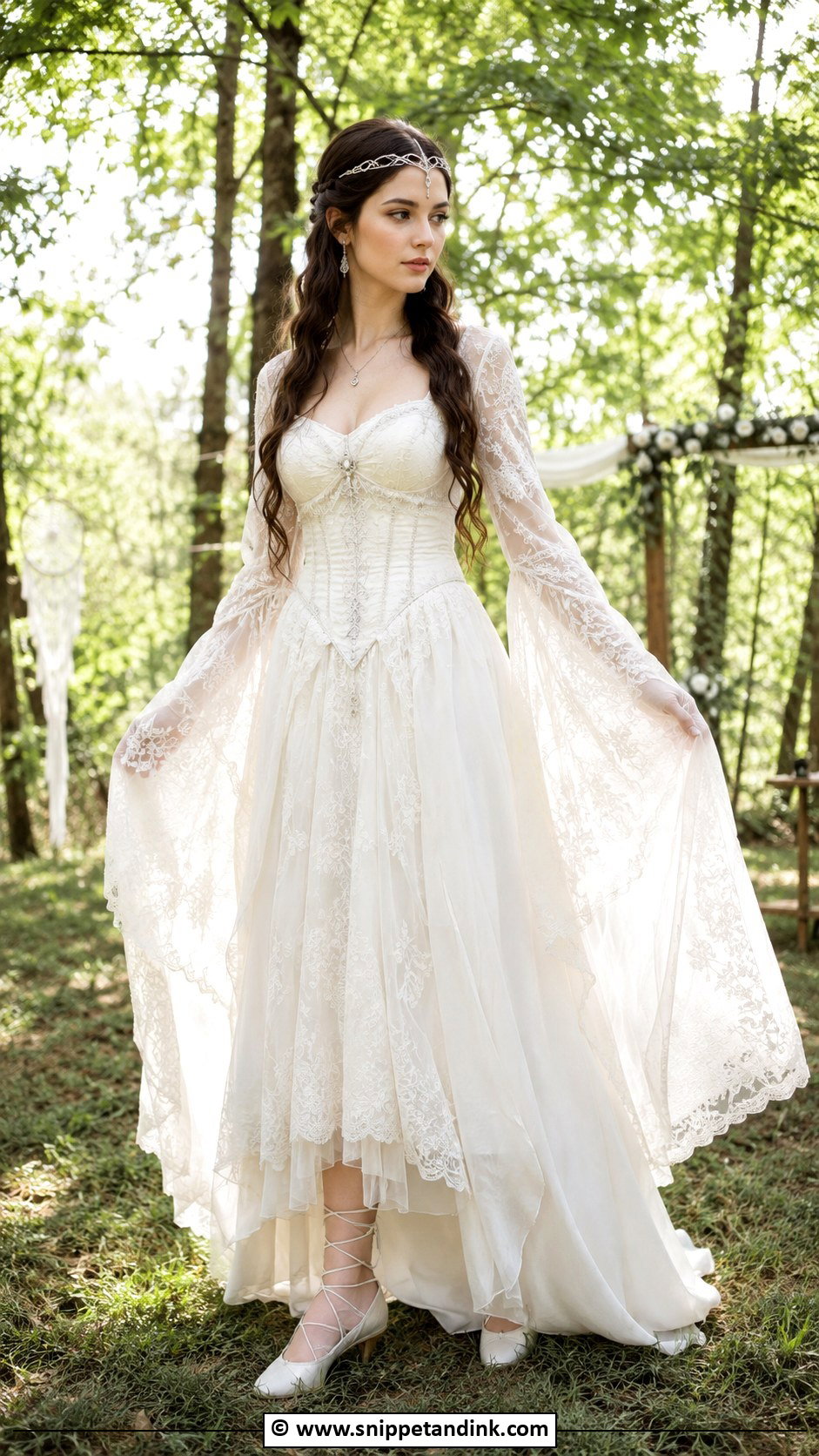 Elven Bell Sleeve Wedding Dress - Snippet and Ink - 30 Elven Wedding Dress Ideas