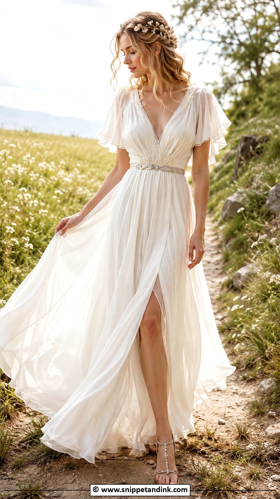 Elven Chiffon Wedding Dress - Snippet and Ink - 30 Elven Wedding Dress Ideas