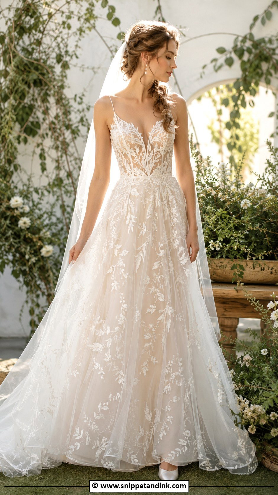 Elven Embroidered Wedding Dress - Snippet and Ink - 30 Elven Wedding Dress Ideas