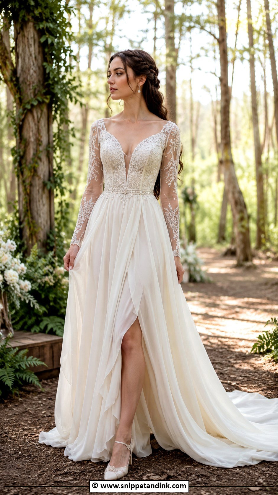 Elven Long Sleeve Wedding Dress - Snippet and Ink - 30 Elven Wedding Dress Ideas