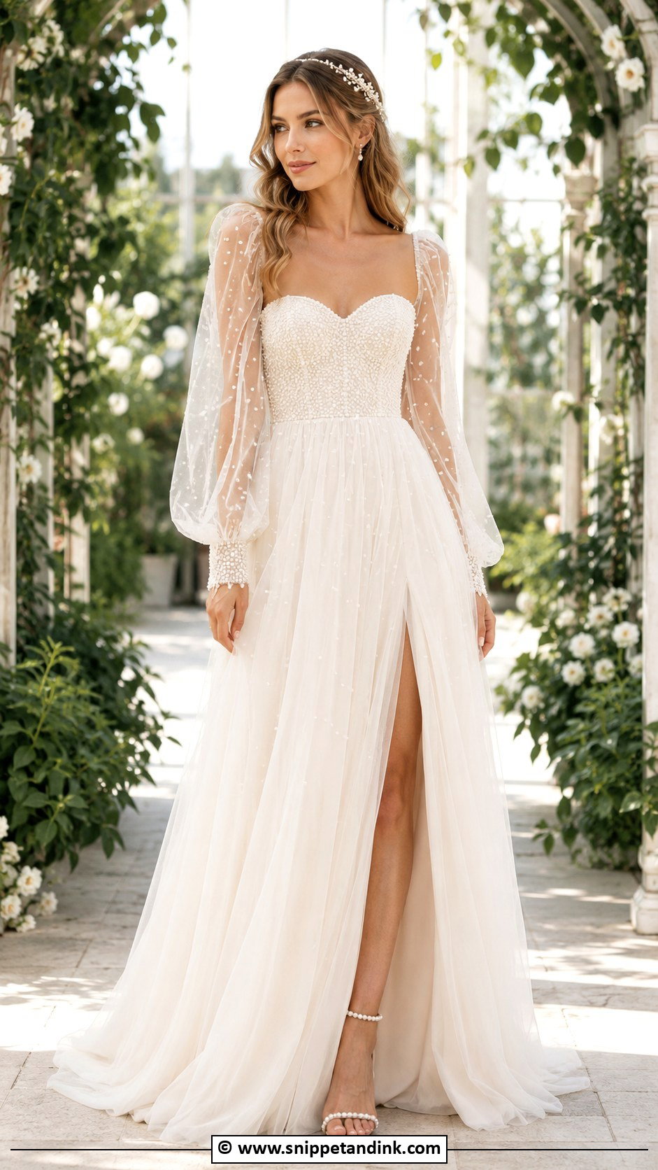 Elven Sheer Sleeve Wedding Dress - Snippet and Ink - 30 Elven Wedding Dress Ideas