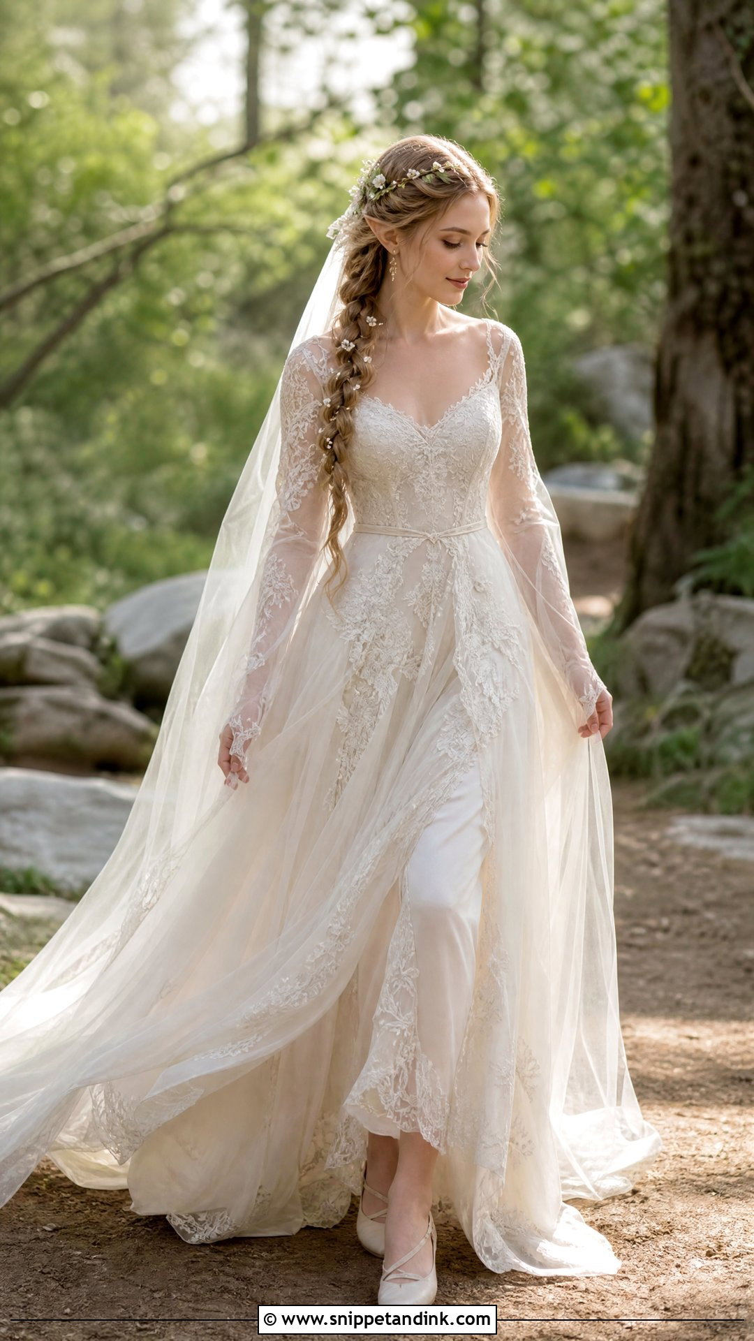 Elvish Wedding Dress With A Braided Hairstyle - Snippet and Ink - 25 Elvish Wedding Dress Ideas