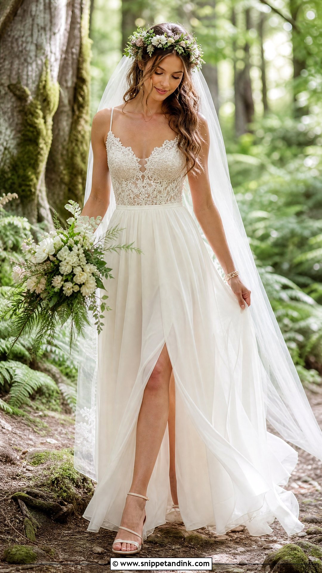 Elvish Wedding Dress With A Flowing Chiffon Skirt - Snippet and Ink - 25 Elvish Wedding Dress Ideas