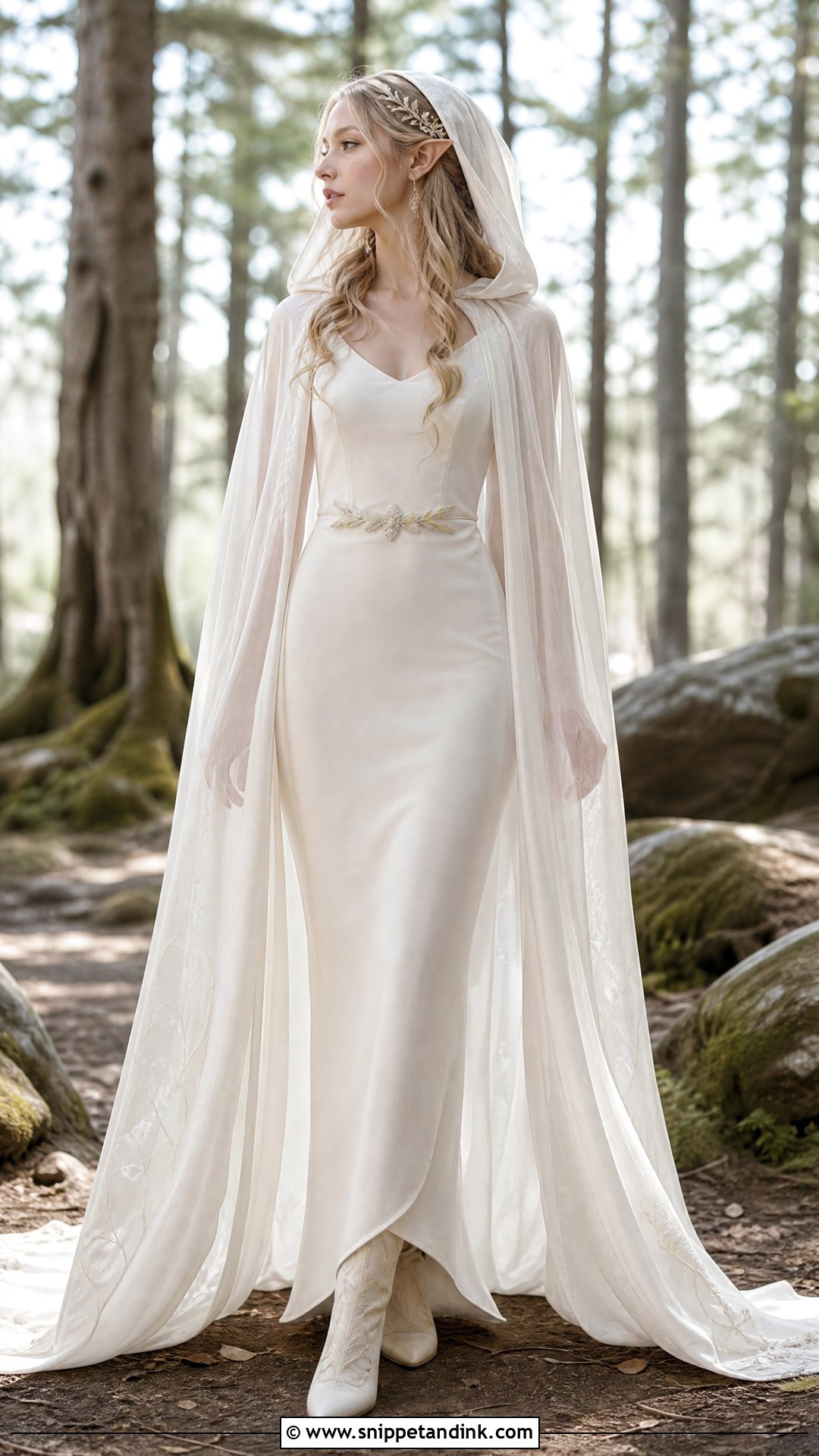Elvish Wedding Dress With A Hooded Cape - Snippet and Ink - 25 Elvish Wedding Dress Ideas