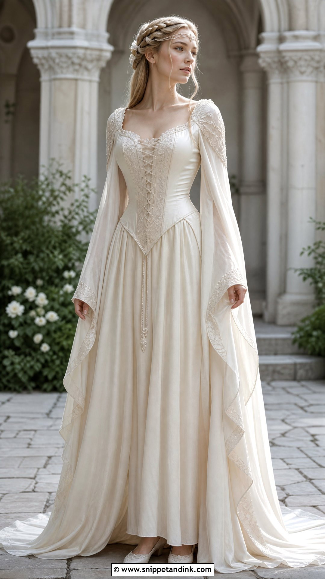 Elvish Wedding Dress With A Medieval Waistline - Snippet and Ink - 25 Elvish Wedding Dress Ideas