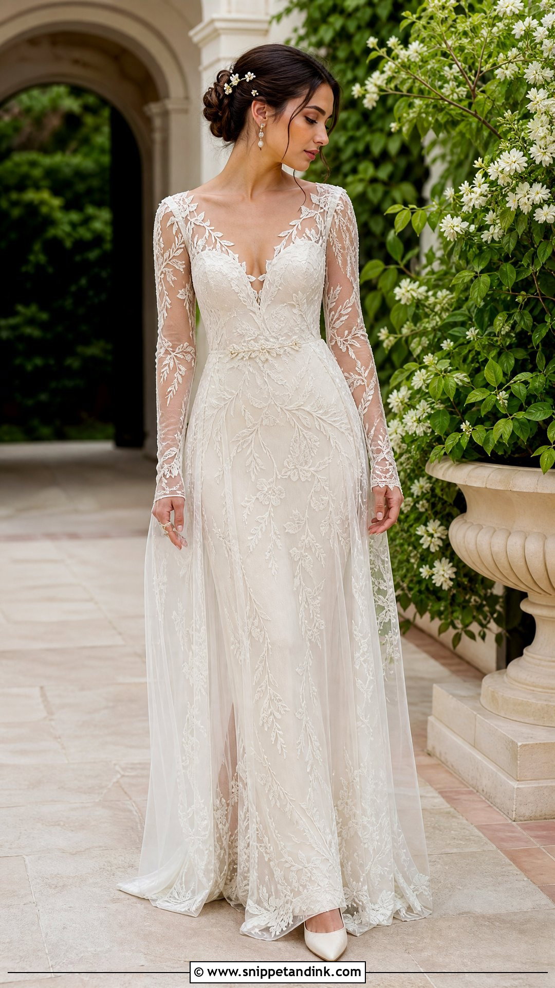 Elvish Wedding Dress With A Sheer Lace Overlay - Snippet and Ink - 25 Elvish Wedding Dress Ideas