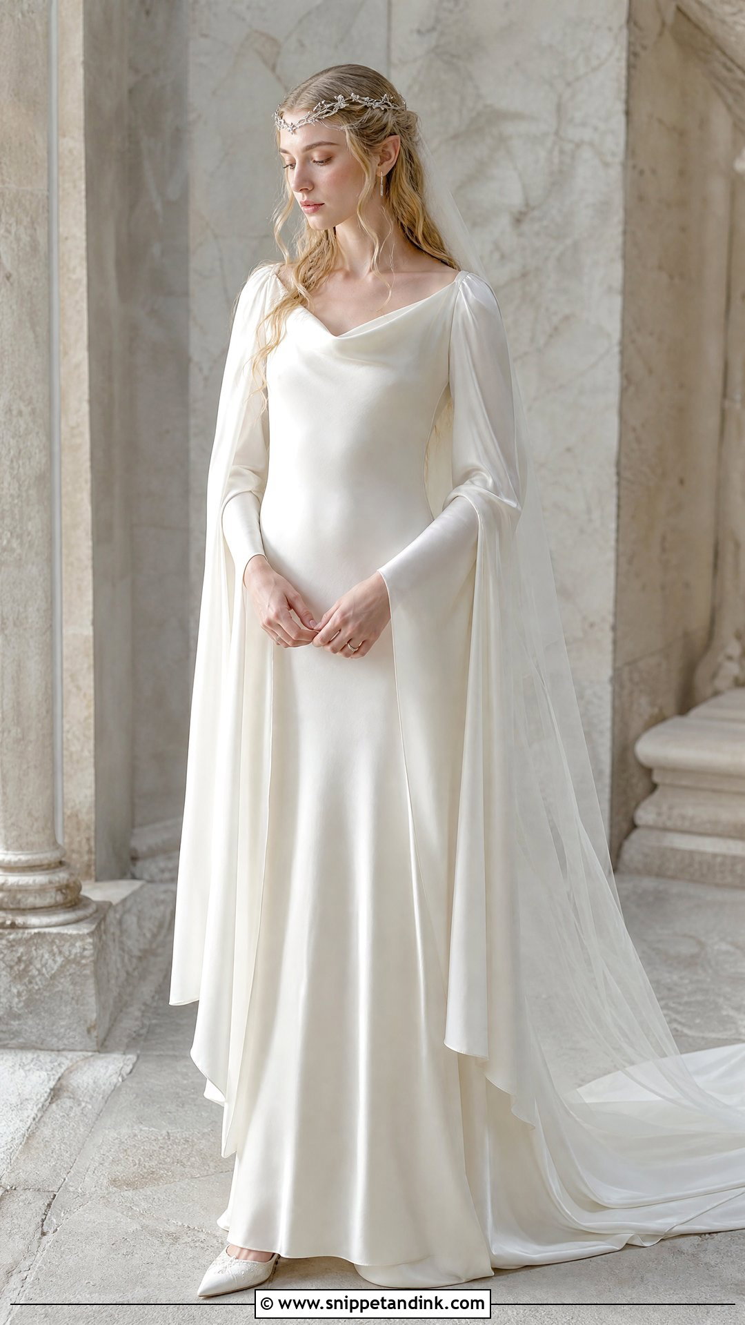 Elvish Wedding Dress With A Simple Silk Silhouette - Snippet and Ink - 25 Elvish Wedding Dress Ideas