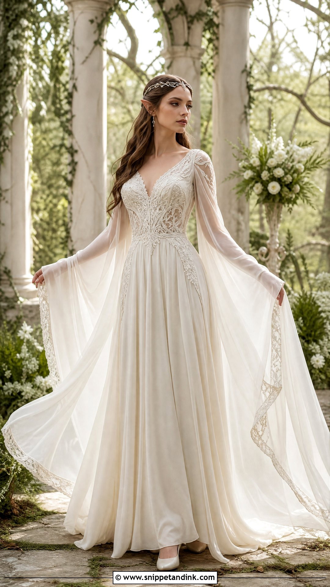 Elvish Wedding Dress With Bell Sleeves - Snippet and Ink - 25 Elvish Wedding Dress Ideas