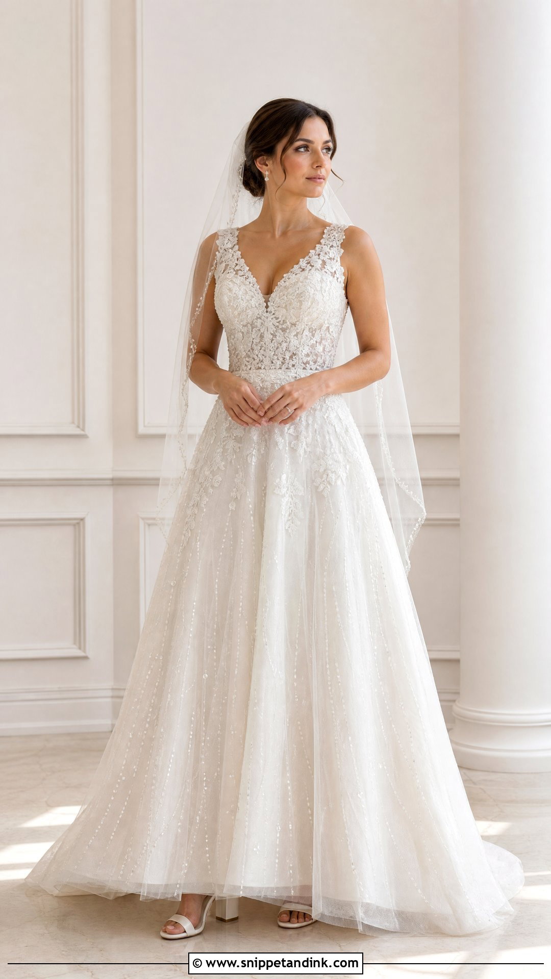 Embellished A Line Wedding Dress - Snippet and Ink - 25 Embellished Wedding Dress Ideas