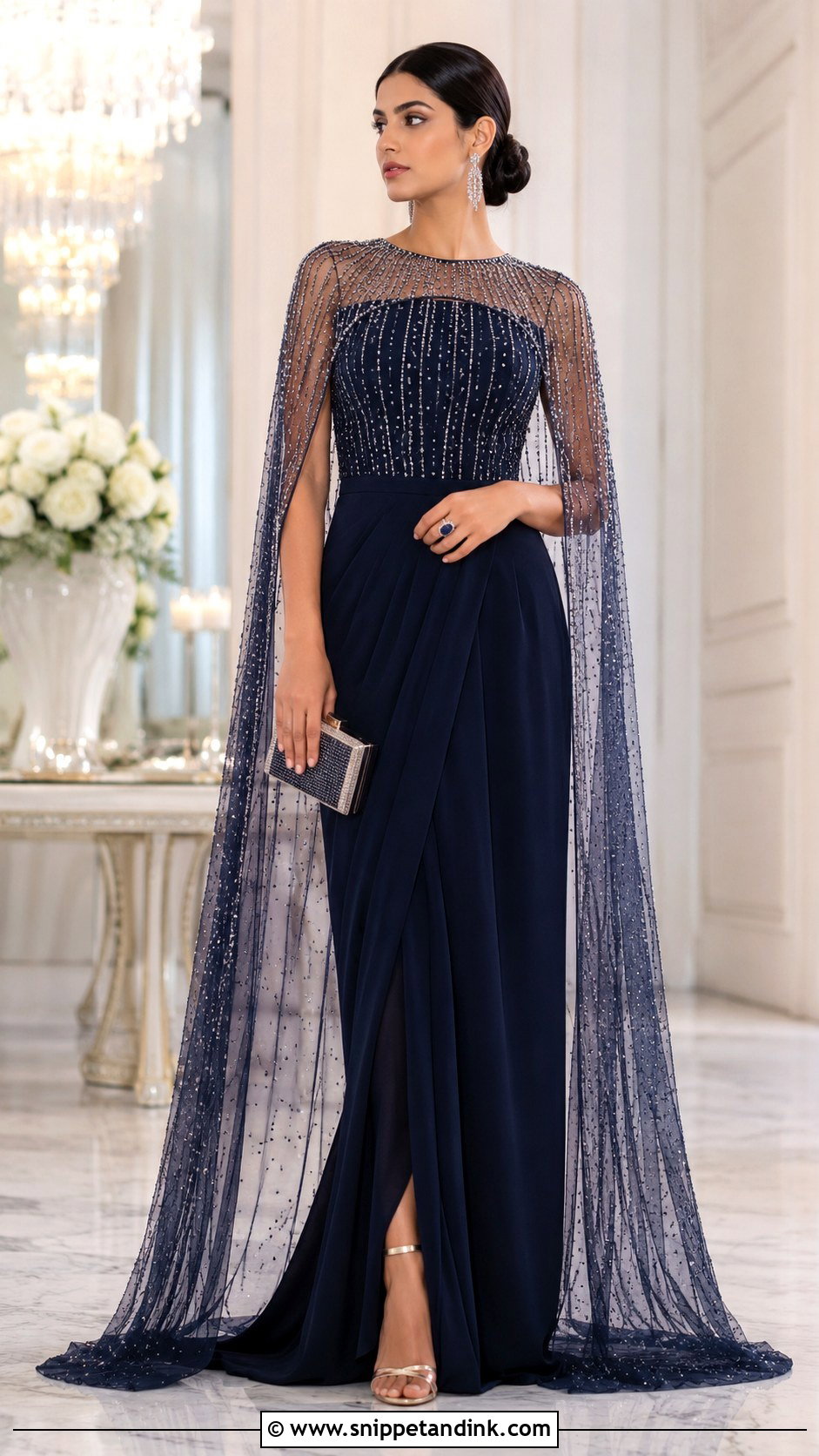 Embellished Cape Gown - Snippet and Ink - 20 Latest Gown Designs Indian Wedding
