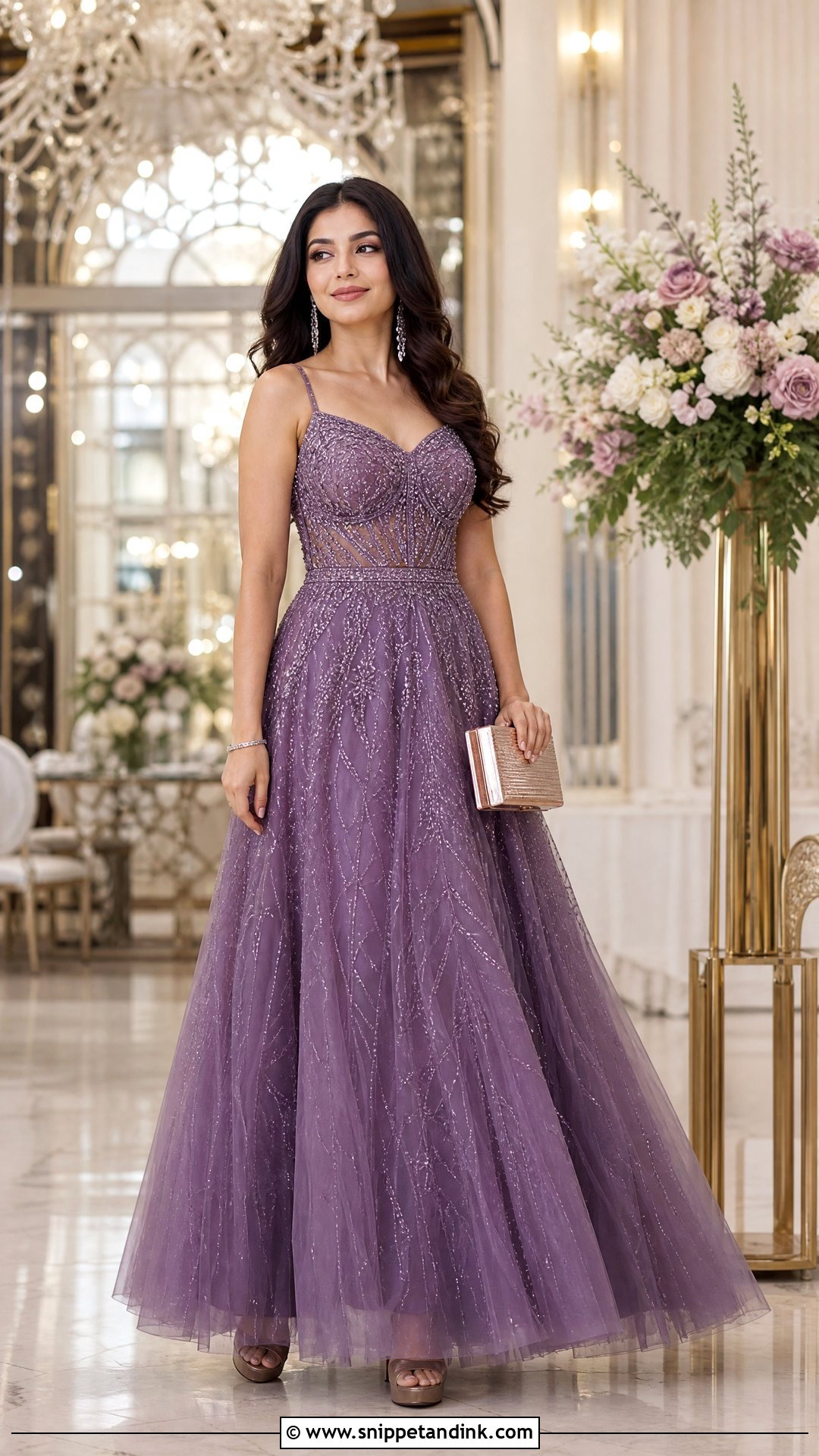 Embellished Gown Sangeet Outfit - Snippet and Ink - 20 Sangeet Outfit for Sisters Wedding Ideas