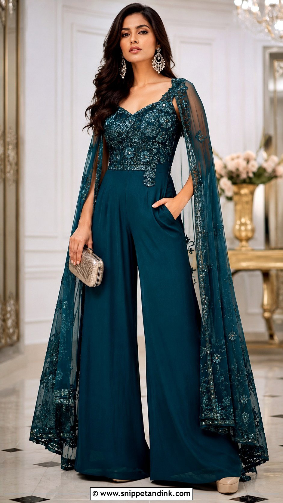 Embellished Jumpsuit Indian Wedding Outfit - Snippet and Ink - 20 Indian Wedding Party Outfits