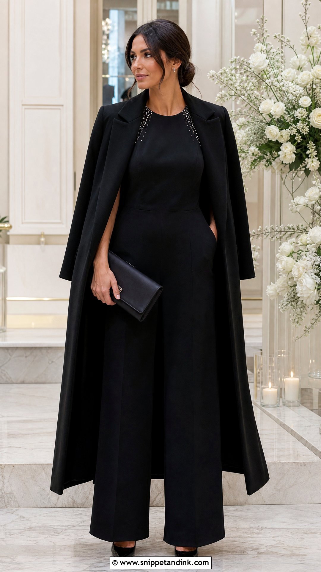 Embellished Jumpsuit Winter Wedding Outfit - Snippet and Ink - 20 What to Wear to a Wedding in Winter Ideas