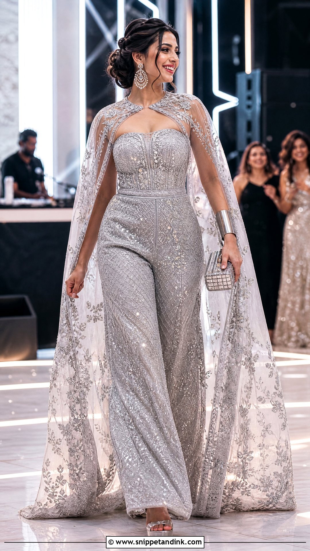 Embellished Jumpsuit with Cape for Sangeet Bride - Snippet and Ink - 20 Outfit for Sangeet Function for Bride Ideas