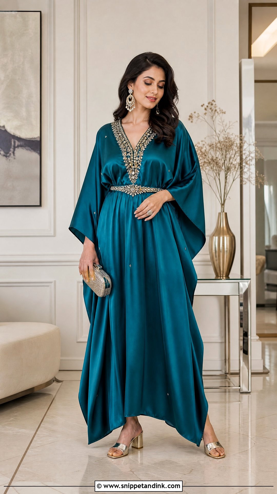 Embellished Kaftan Bridal Trousseau Outfit - Snippet and Ink - 25 Bridal Trousseau Outfits