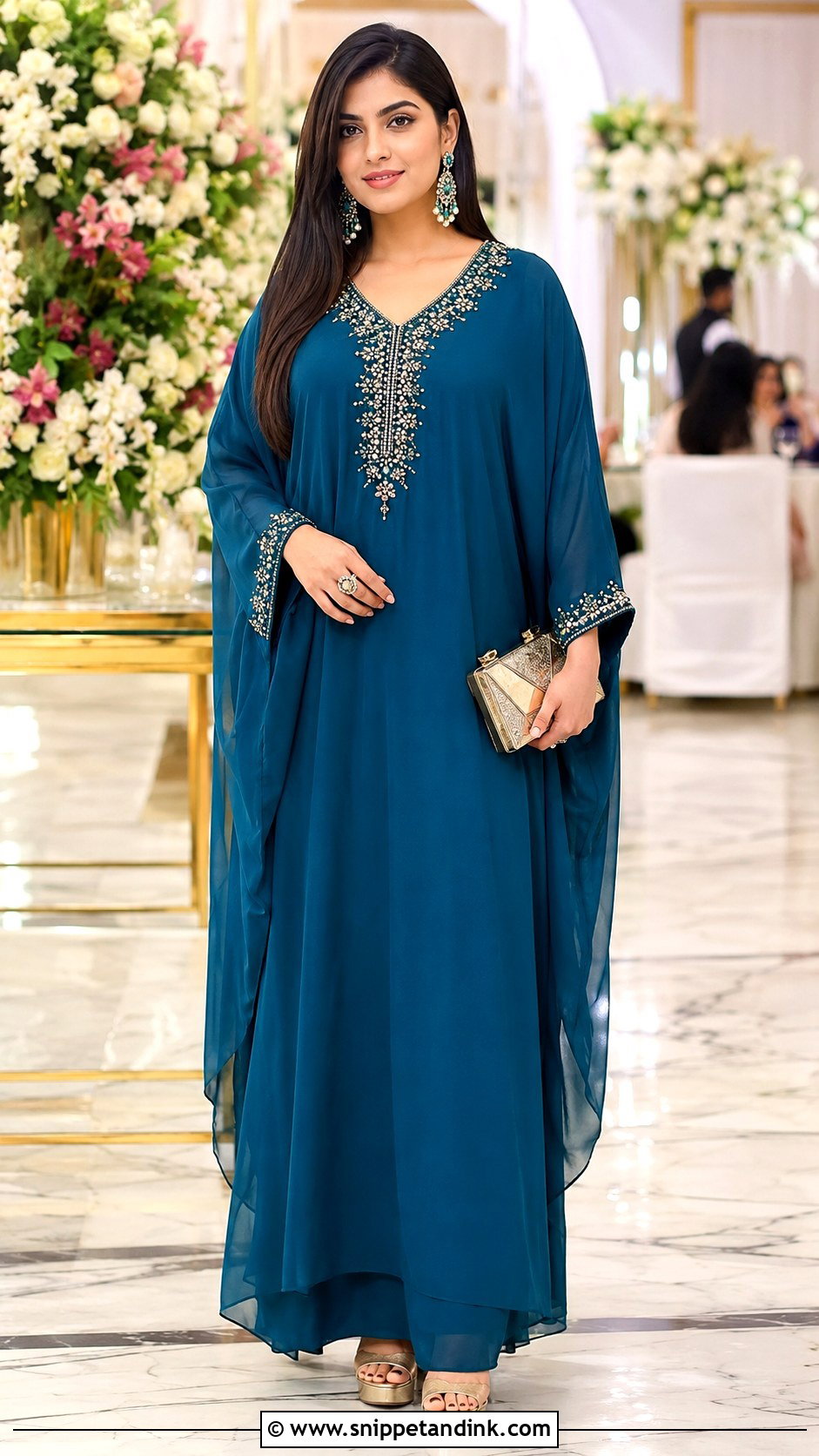 Embellished Kaftan Dress for Marriage Function - Snippet and Ink - 20 Dress for Marriage Function Ideas