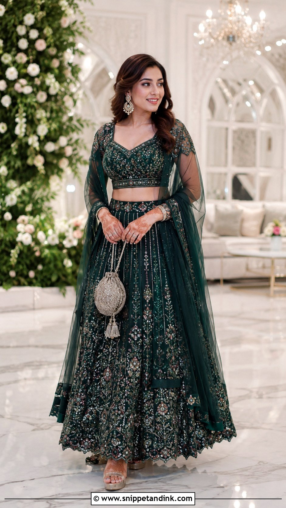 Embellished Lehenga Dress for Ring Ceremony - Snippet and Ink - 20 Dress for Ring Ceremony Ideas