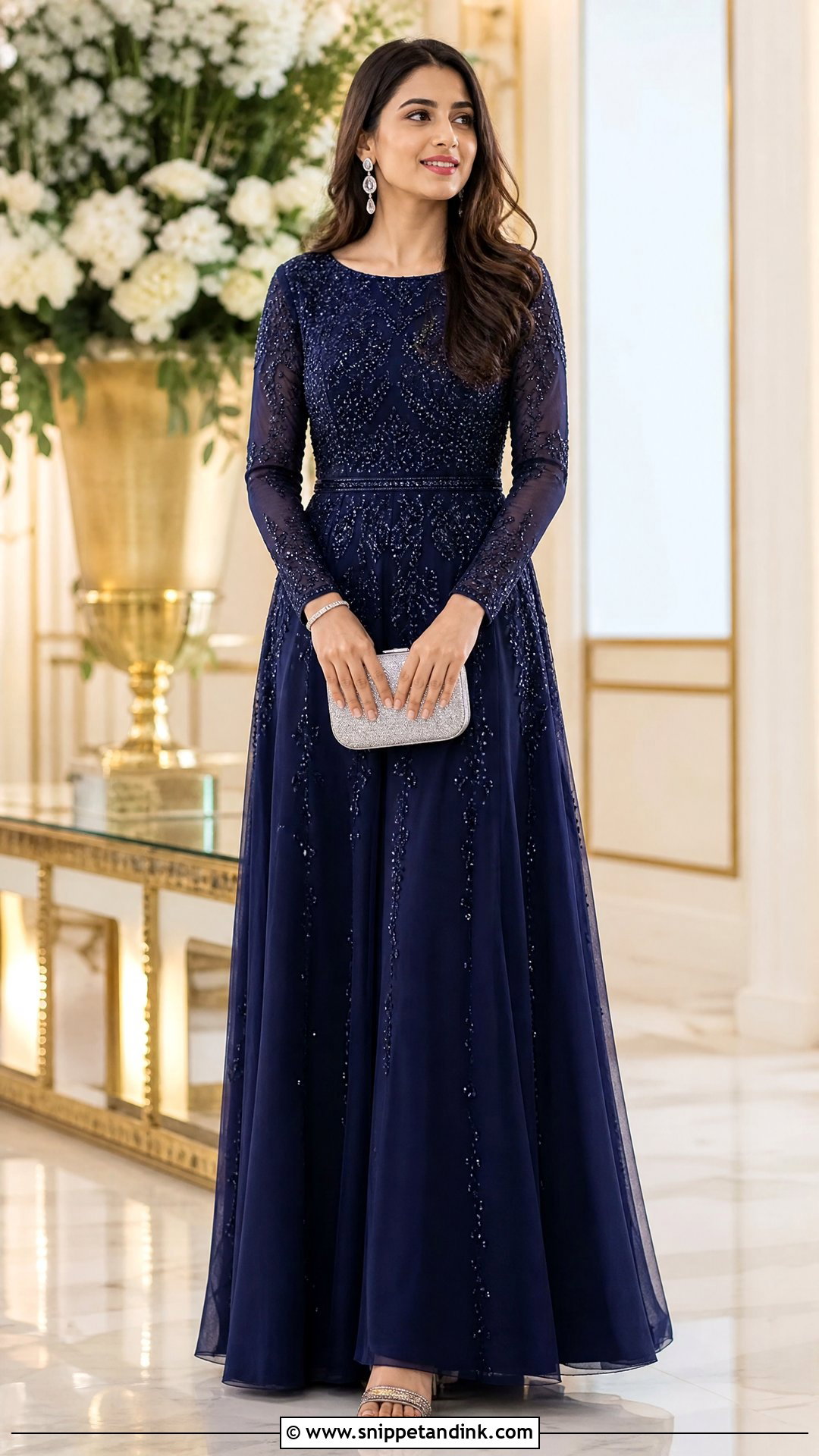 Embellished Maxi Dress Marriage Function Outfit - Snippet and Ink - 20 Marriage Function Outfit for Women Ideas