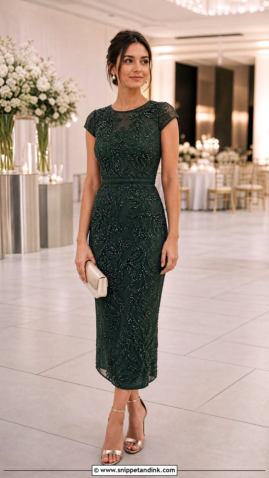 Embellished Midi Dress Wedding OOTD - Snippet and Ink - 20 Wedding Ootd Ideas