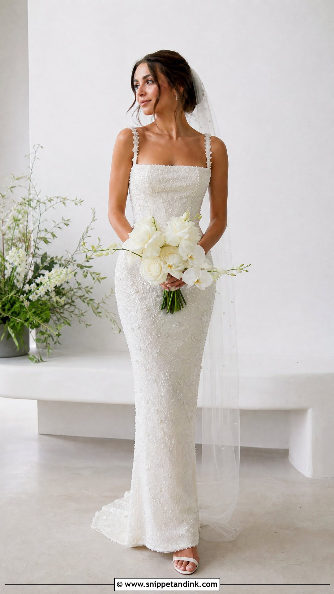 Embellished Sheath Wedding Dress - Snippet and Ink - 25 Embellished Wedding Dress Ideas