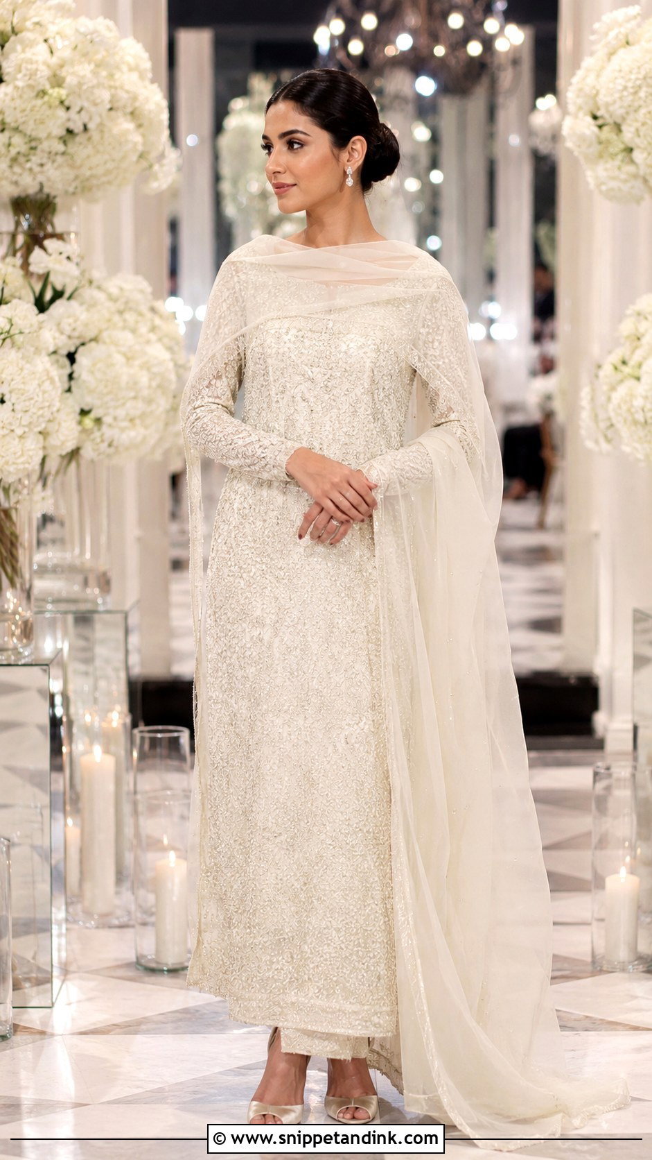 Embellished Wedding Dress With Plain Scarf - Snippet and Ink - 30 Wedding Dress with Scarf Ideas