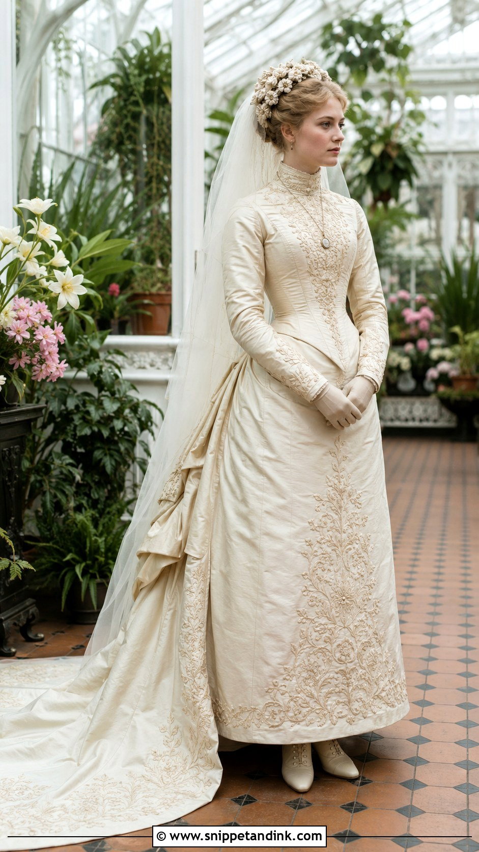 Embroidered 1880s Wedding Dress - Snippet and Ink - 20 1880s Wedding Dress Ideas