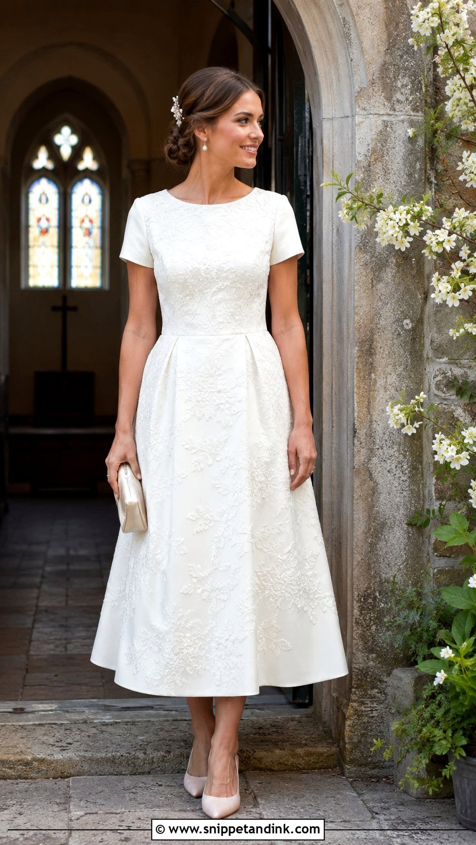 Embroidered A Line Convalidation Dress - Snippet and Ink - 20 Convalidation Ceremony Dress Ideas