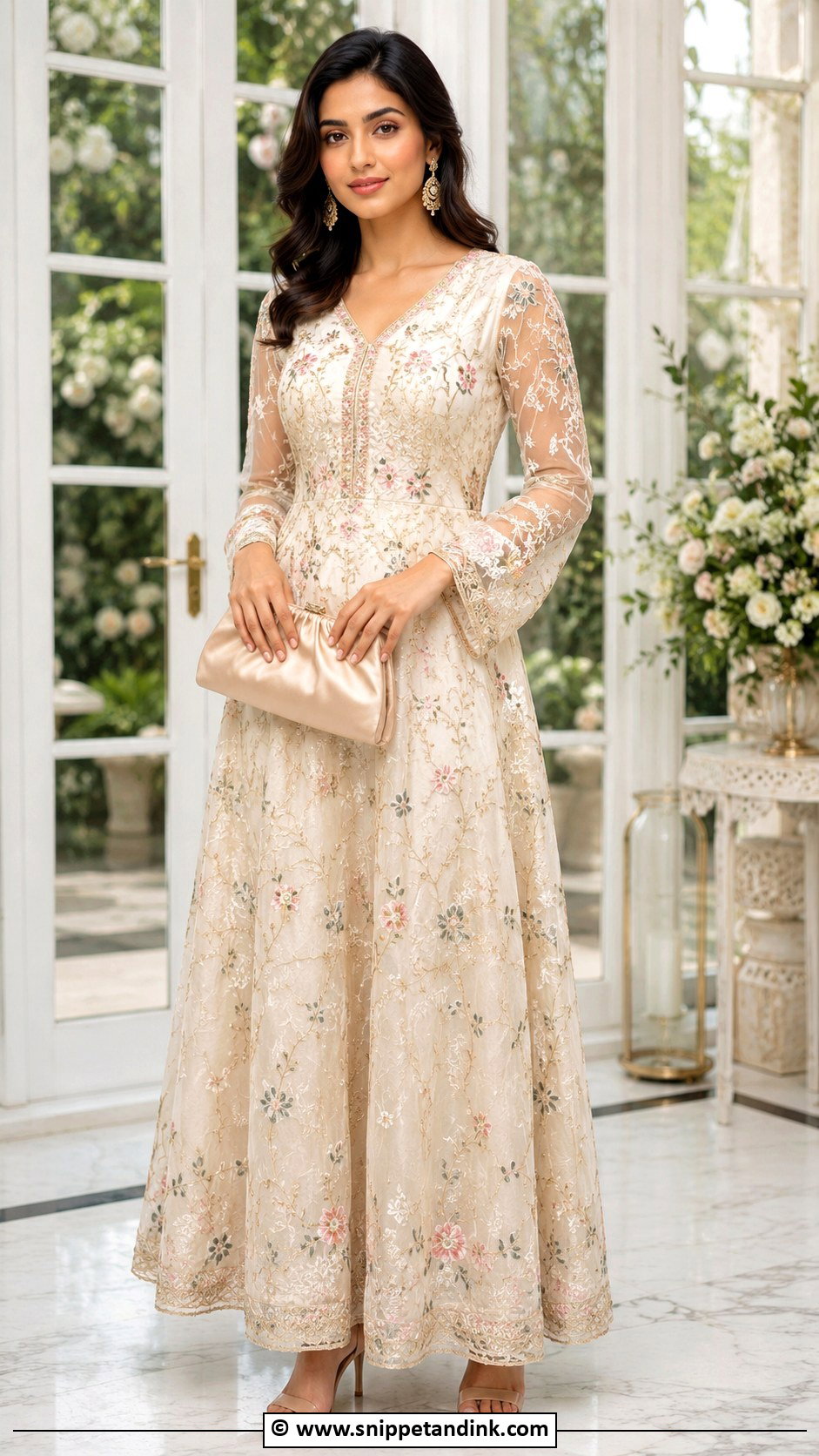Embroidered A Line Gown Outfit - Snippet and Ink - 30 A Line Gown Ideas