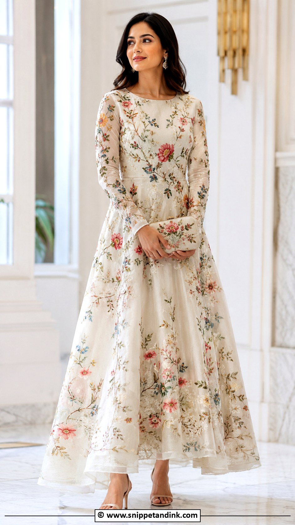 Embroidered A Line Gown - Snippet and Ink - 25 A Line Gown Styles