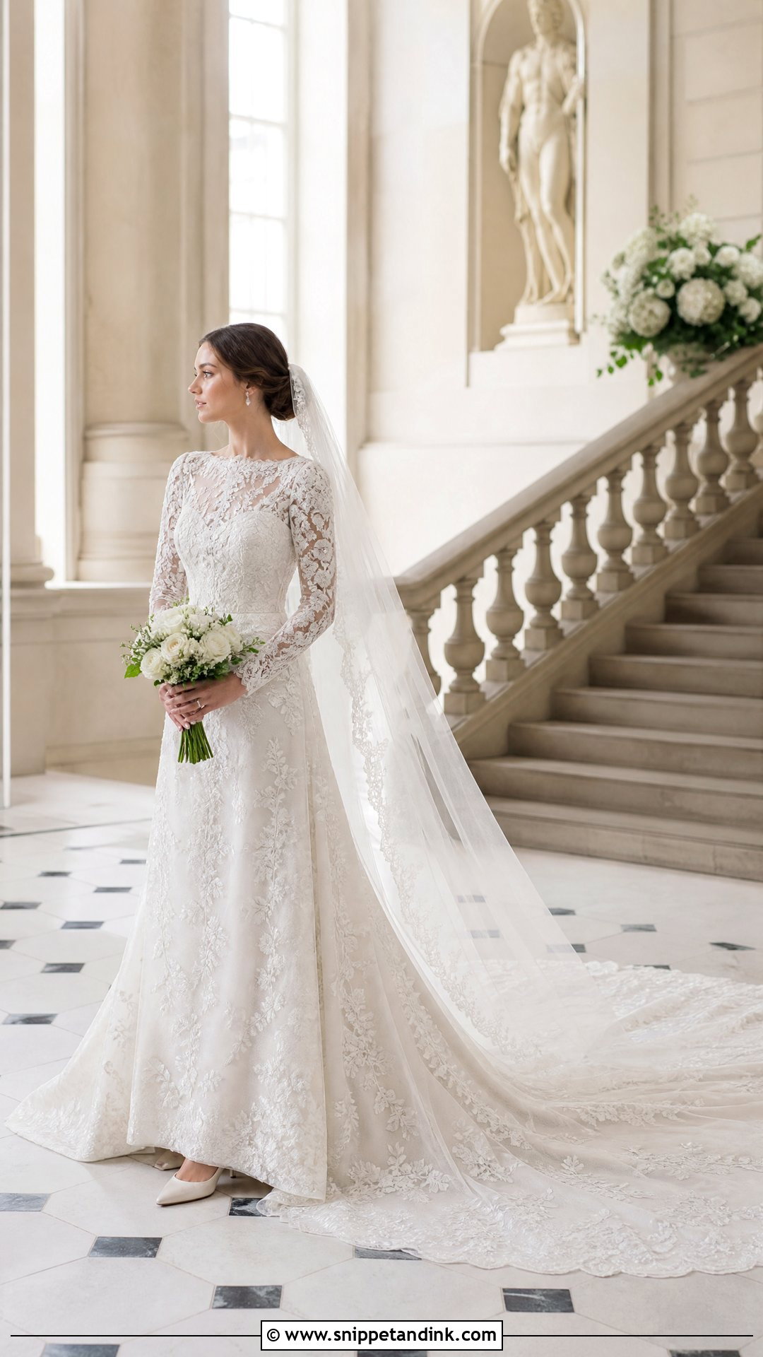 Embroidered A Line Wedding Dress With Royal Train - Snippet and Ink - 20 Wedding Dress Train Lengths Ideas