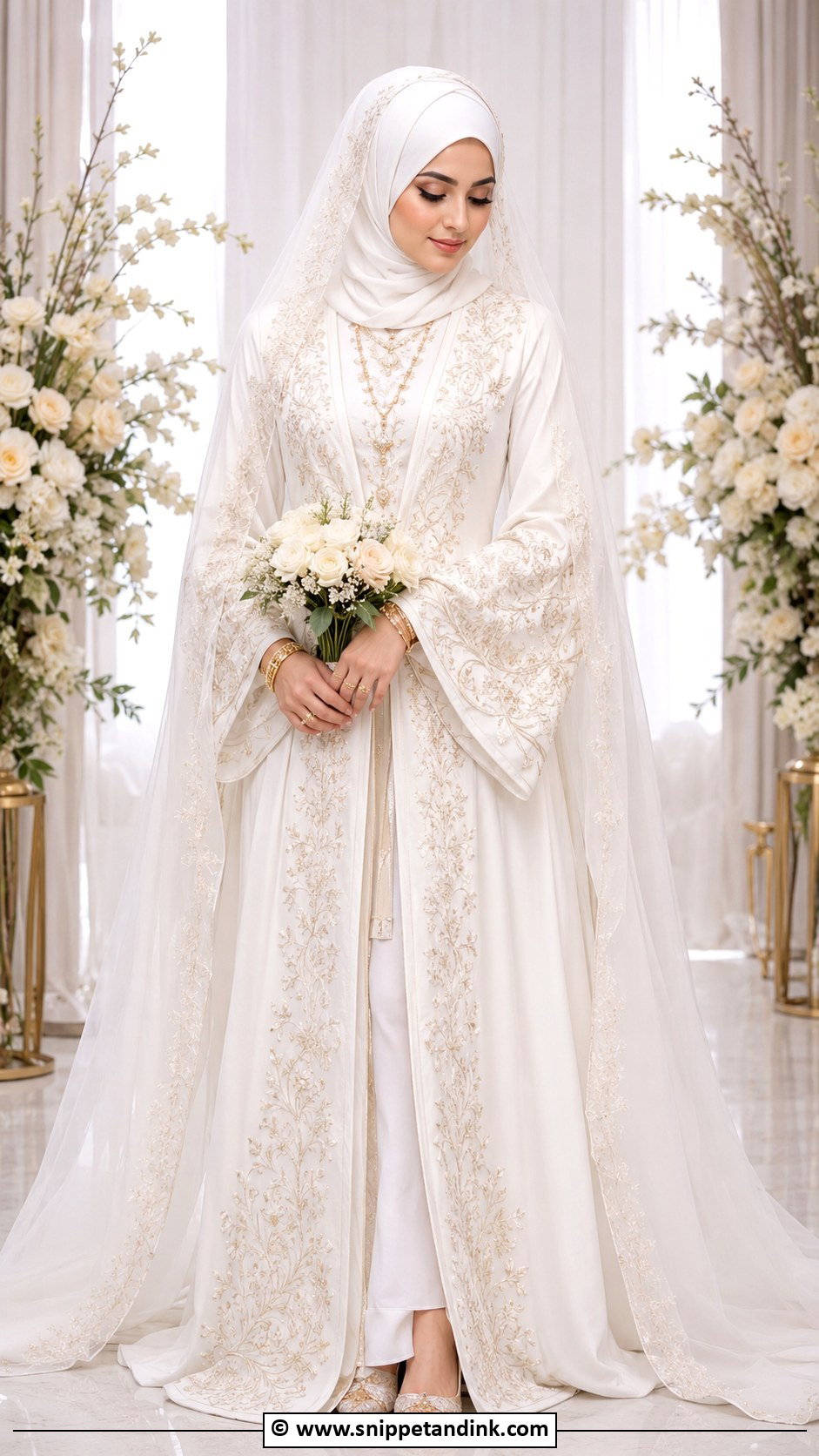 Embroidered Abaya Arabic Muslim Wedding Dress - Snippet and Ink - 25 Arabic Muslim Wedding Dress Ideas