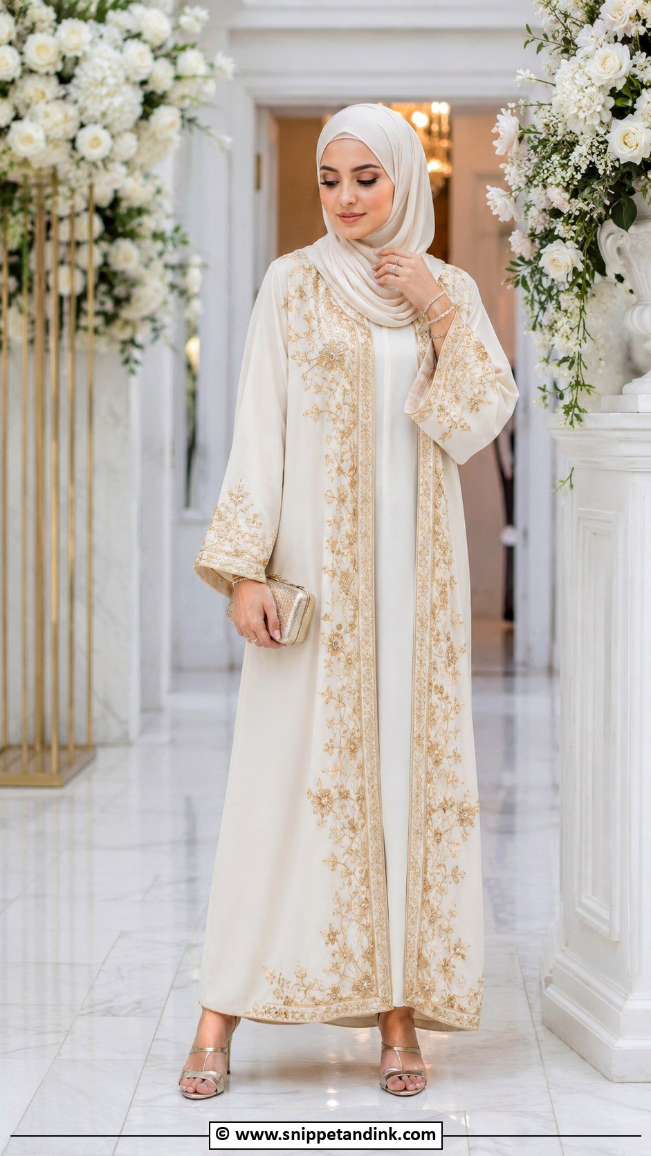 Embroidered Abaya Hijab Wedding Outfit - Snippet and Ink - 25 Hijab for Wedding Ideas