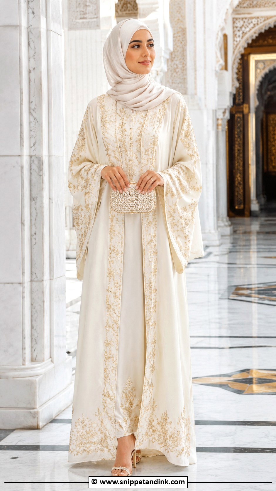 Embroidered Abaya Nikah Dress - Snippet and Ink - 30 Muslim Nikah Dresses