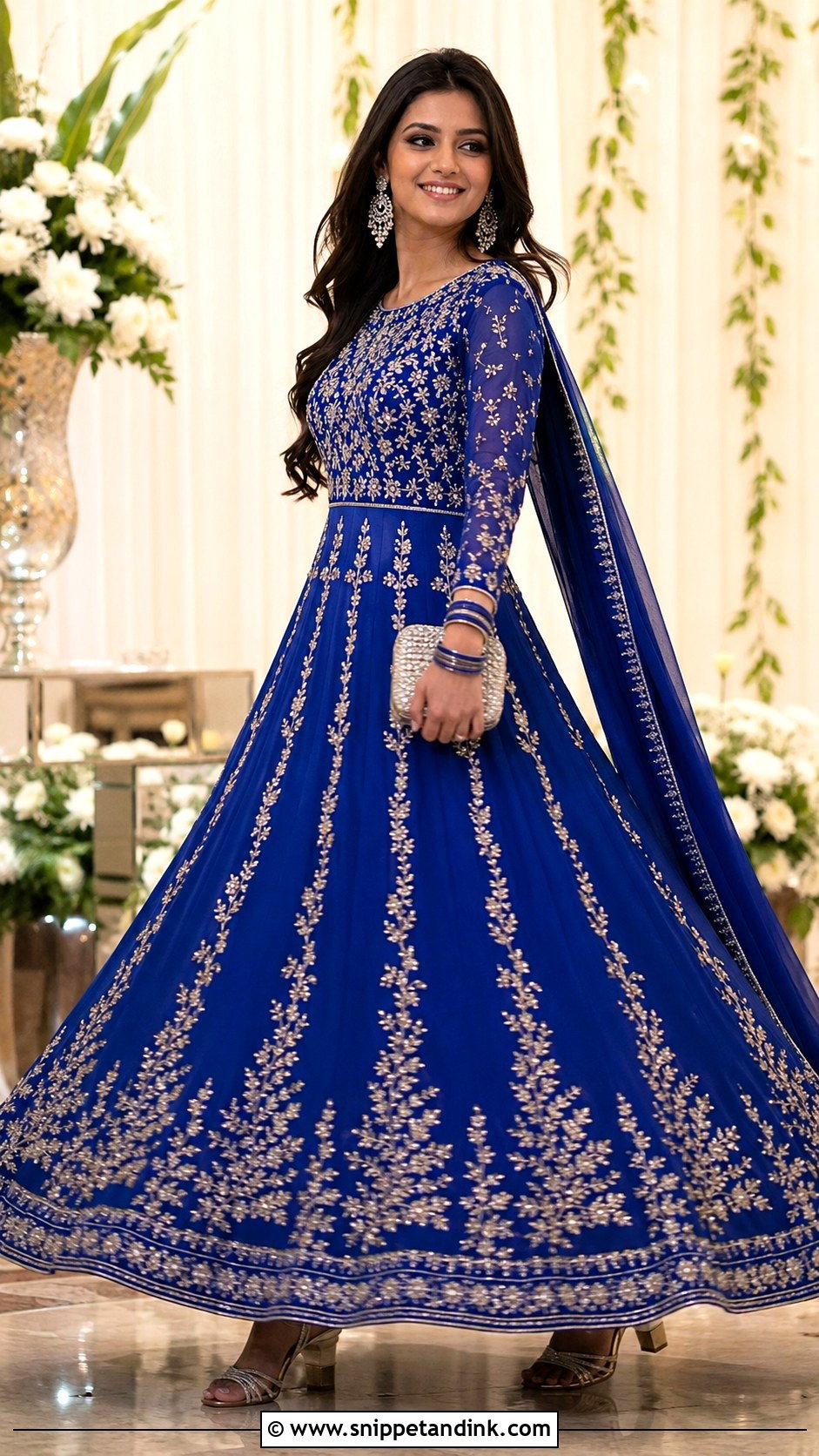 Embroidered Anarkali Gown For Sangeet - Snippet and Ink - 20 Indian Pre Wedding Dress Ideas