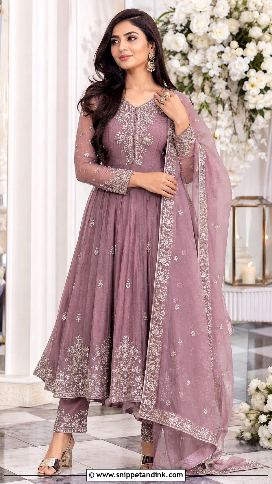Embroidered Anarkali Gown With Dupatta - Snippet and Ink - 25 Anarkali Gown with Dupatta Ideas