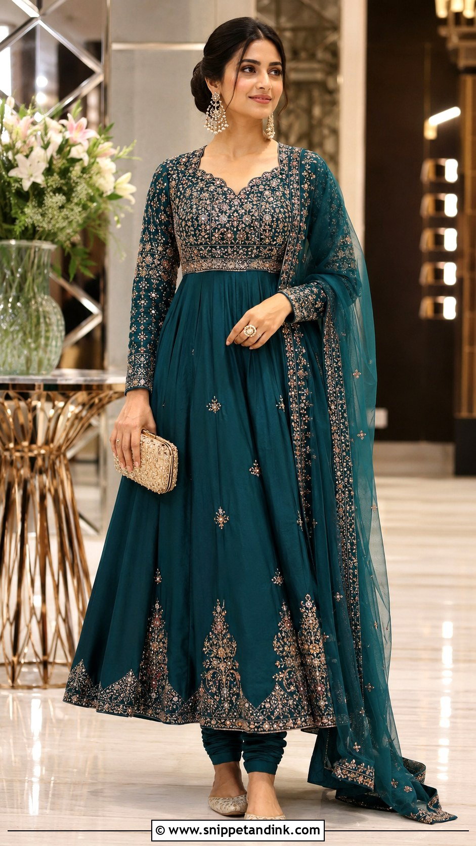 Embroidered Anarkali Wedding Dress - Snippet and Ink - 20 Indian Girls Wedding Dresses