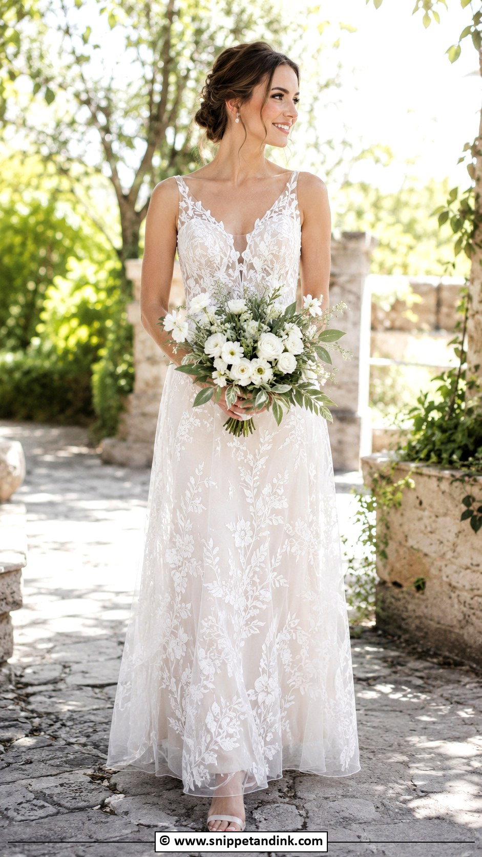 Embroidered Ankle Length Wedding Dress - Snippet and Ink - 30 Ankle Length Wedding Dress Ideas