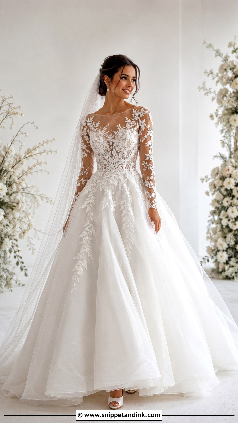 Embroidered Ball Gown Wedding Dress With Sleeves - Snippet and Ink - 25 Ball Gown Wedding Dress with Sleeves
