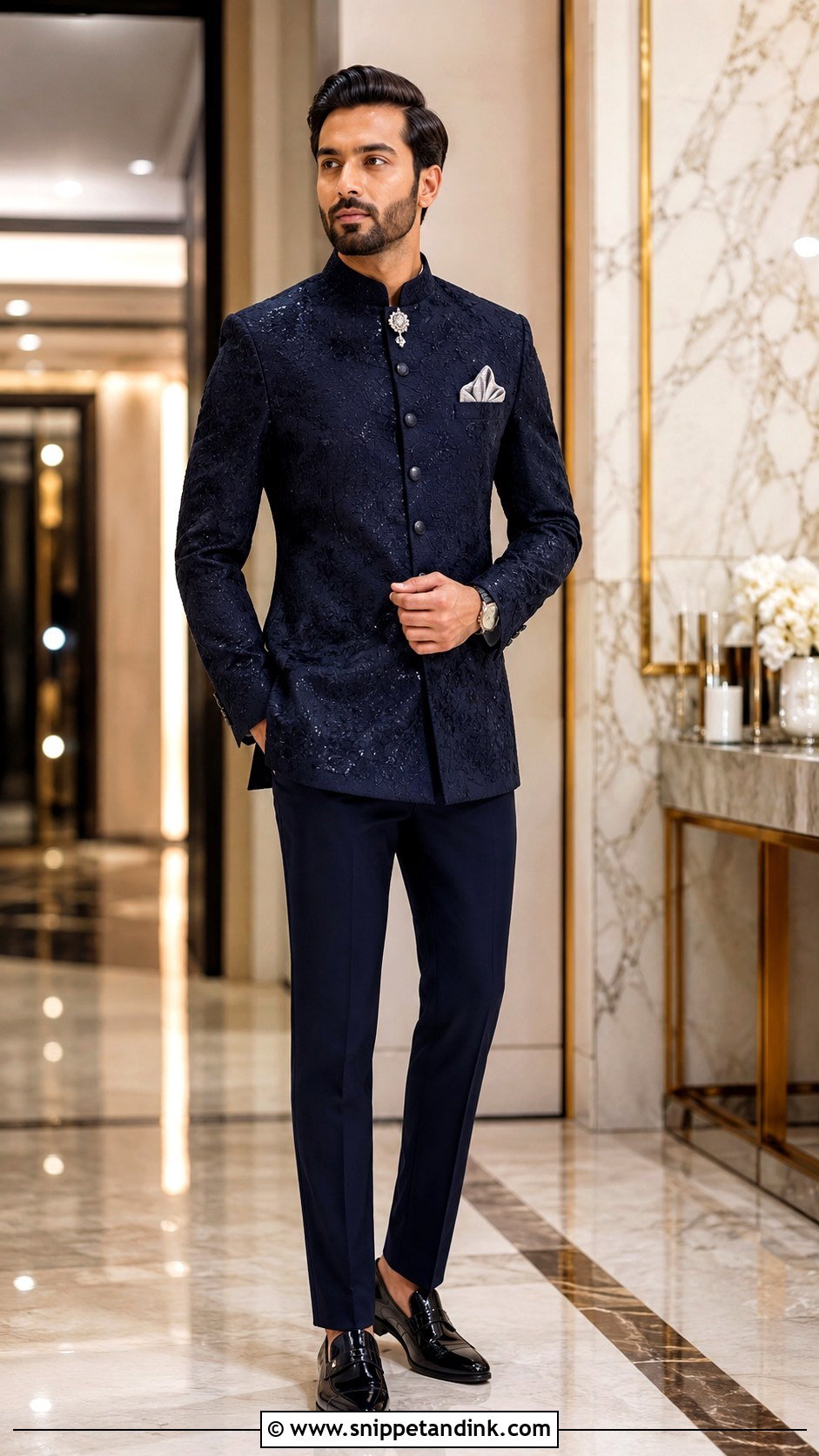 Embroidered Bandhgala Brother Wedding Outfit - Snippet and Ink - 20 Brother Outfit for Sister Wedding Ideas