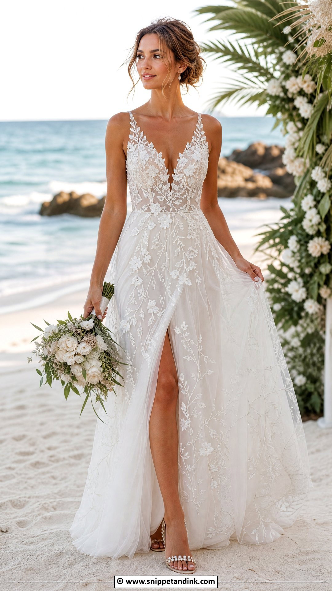 Embroidered Beach Wedding Dress - Snippet and Ink - 35 Beach Wedding Dress Ideas