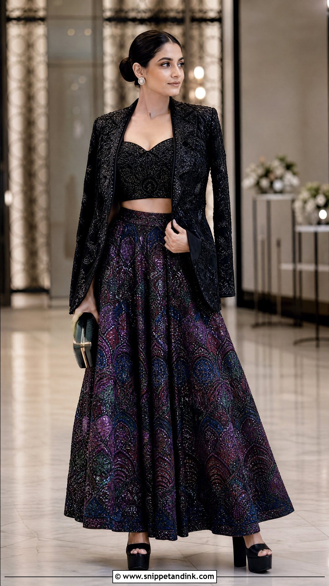 Embroidered Blazer And Lehenga Indowestern Wedding Outfit - Snippet and Ink - 25 Indowestern Wedding Outfits